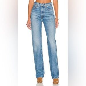GRLFRND Straight Leg High Rise Classic Blue Jeans in Size 28